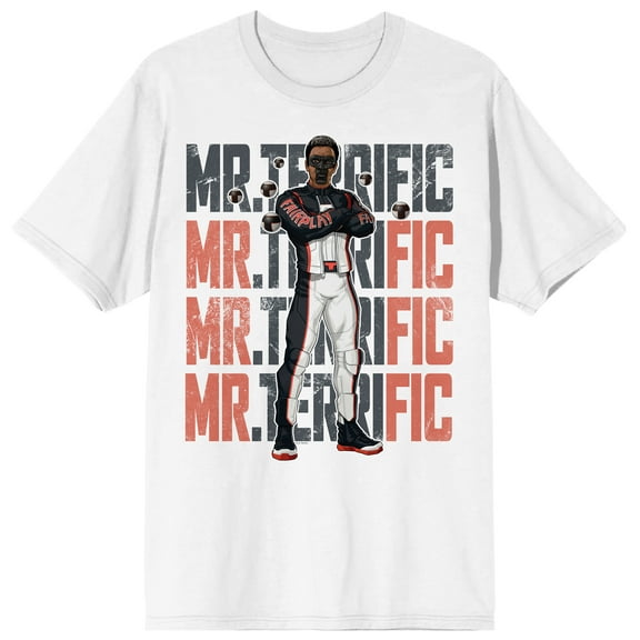 Superman Movie 2025 Mr. Terrific Name text on back on White Adult T-Shirt-Large