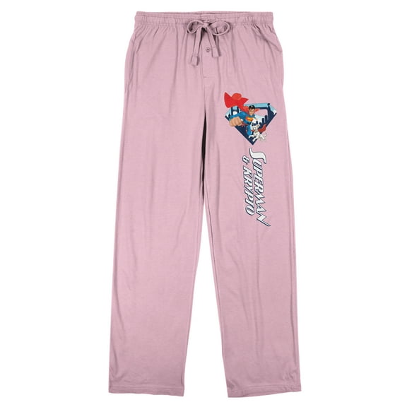 Superman Movie 2025 Superman and Krypto on pink Adult Sleep Pant-XS