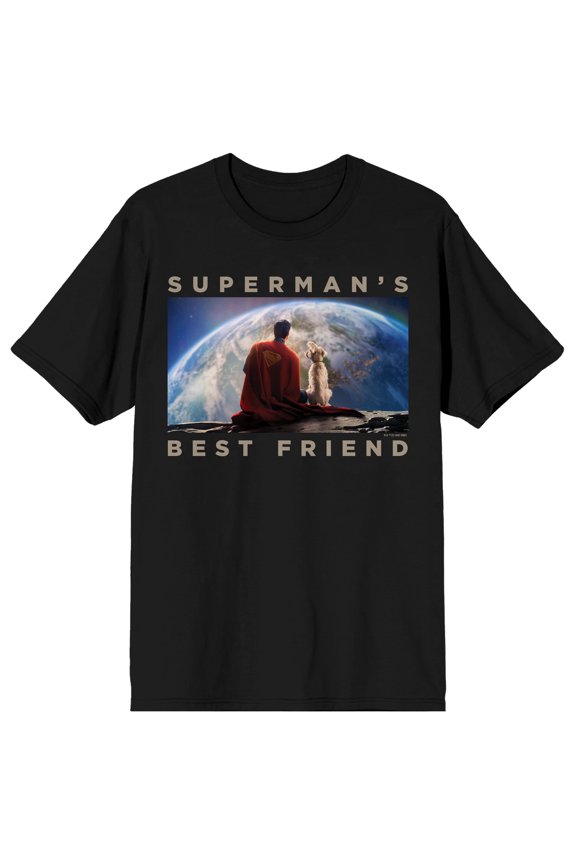 Superman Movie 2025 Superman's Best Friend Adult Black Crew Neck Short Sleeve T-shirt-3XL