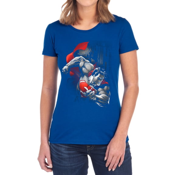 Superman My City Women's T Shirt, Royal, Medium