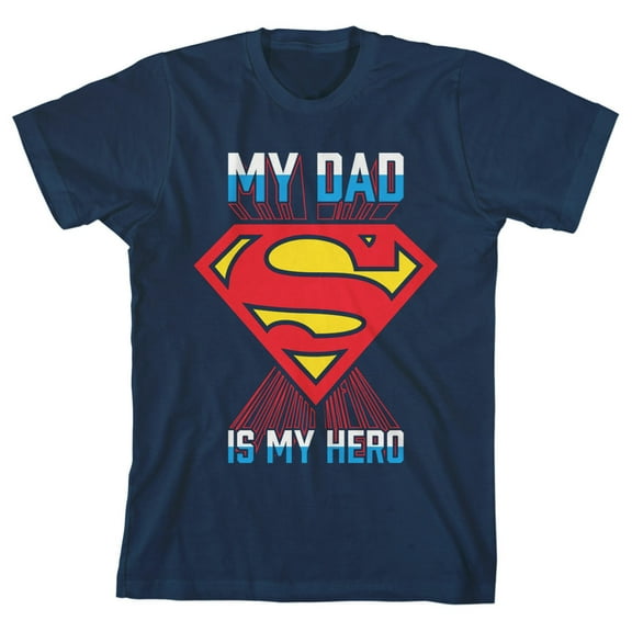 Superman My Dad is My Hero Boy's Navy T-shirt-XL