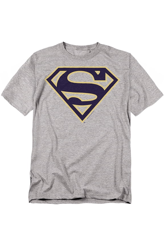 Superman T-Shirt Navy & Gold Shield Unisex Graphic Tee For Men & Women Athletic Heather 