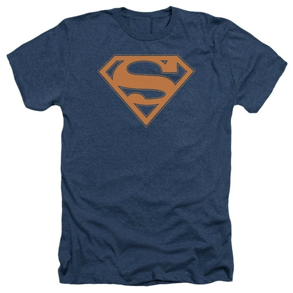 Superman - Navy & Orange Shield - Heather Short Sleeve Shirt - Small