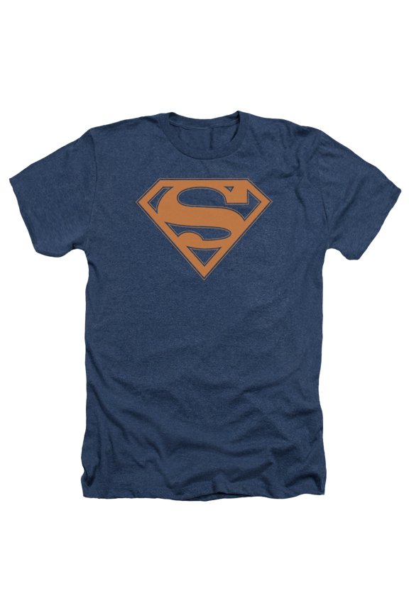 Superman - Navy & Orange Shield - Heather Short Sleeve Shirt - XX-Large