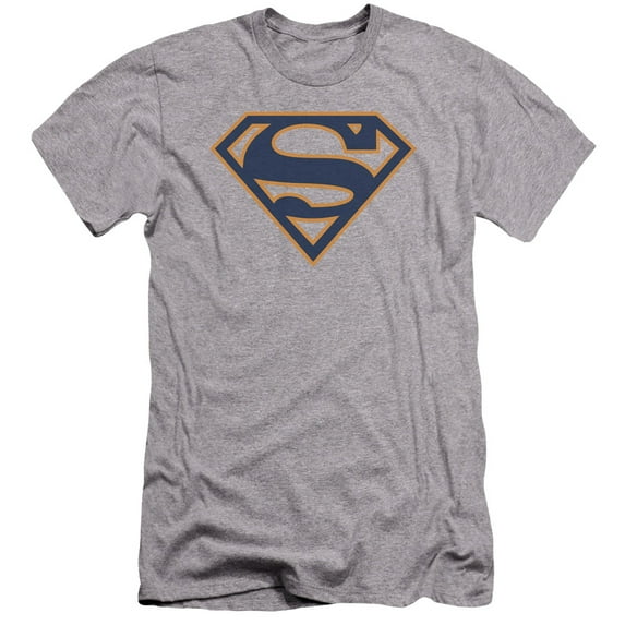 Superman - Navy & Orange Shield - Premium Slim Fit Short Sleeve Shirt - Large