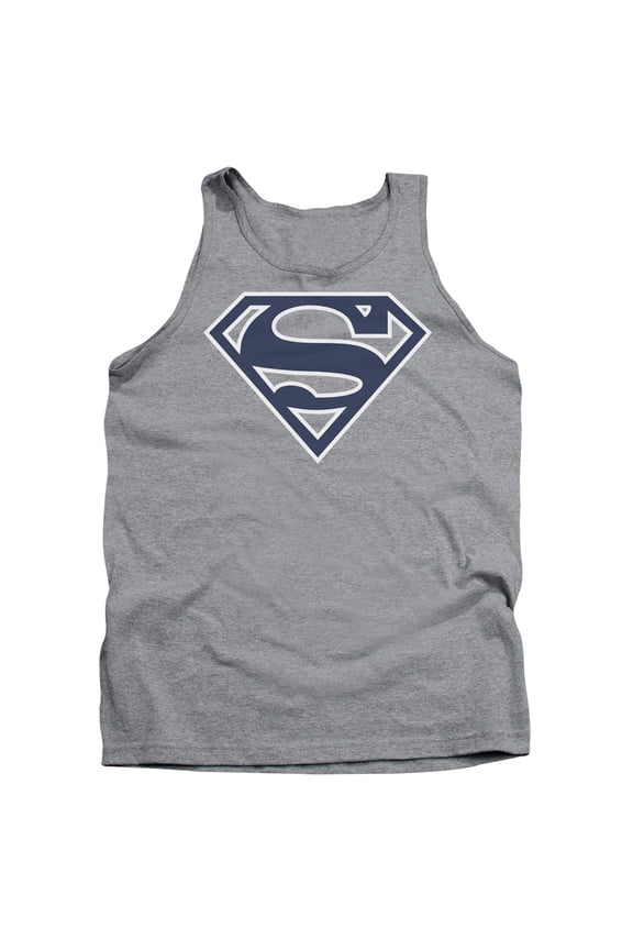 Superman Navy & White Shield Adult Tank Top Athletic Heather