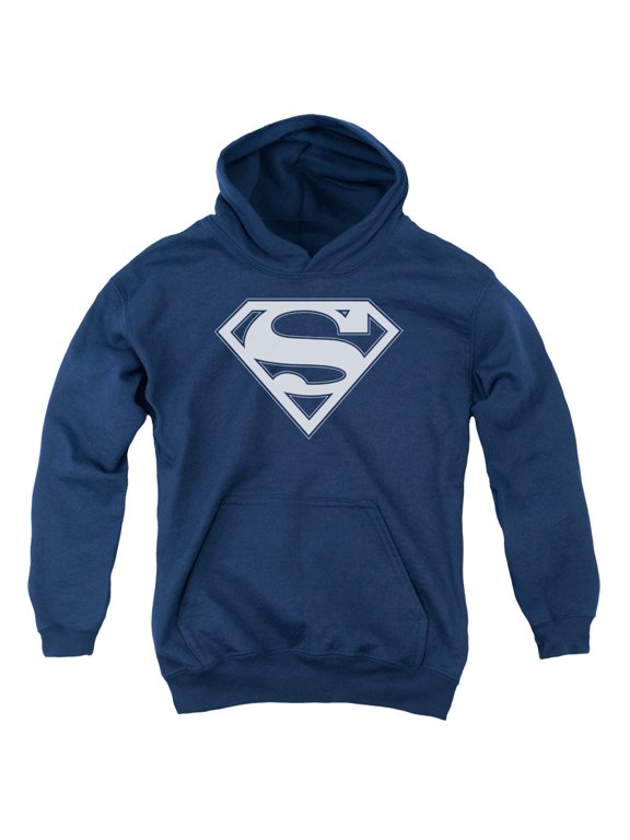 Superman - Navy & White Shield - Youth Hooded Sweatshirt - Medium