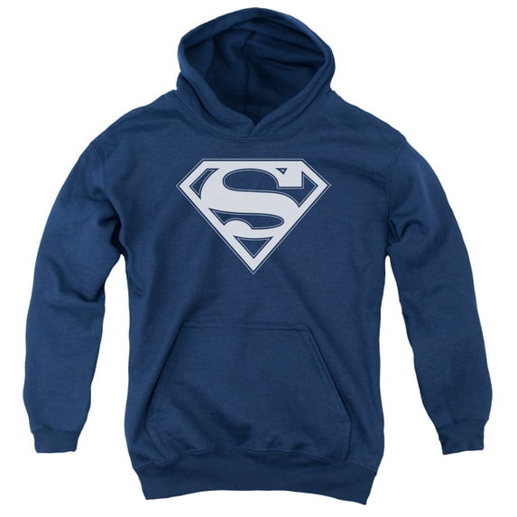 Superman - Navy & White Shield - Youth Hooded Sweatshirt - Small