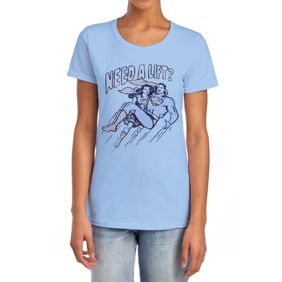 Superman Need A Lift Women's T Shirt, Light Blue, 2X-Large