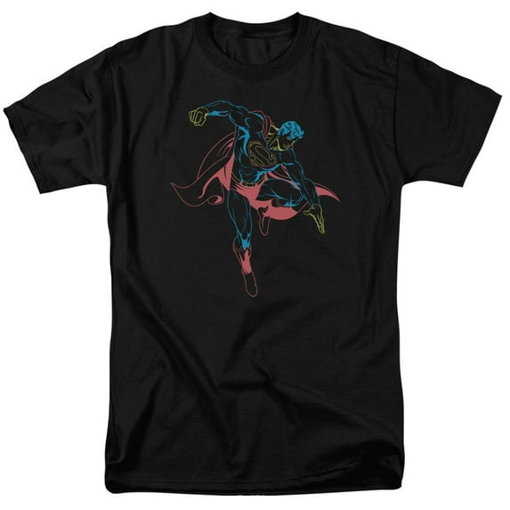 Superman Neon Superman Adult 18/1 T-Shirt Black