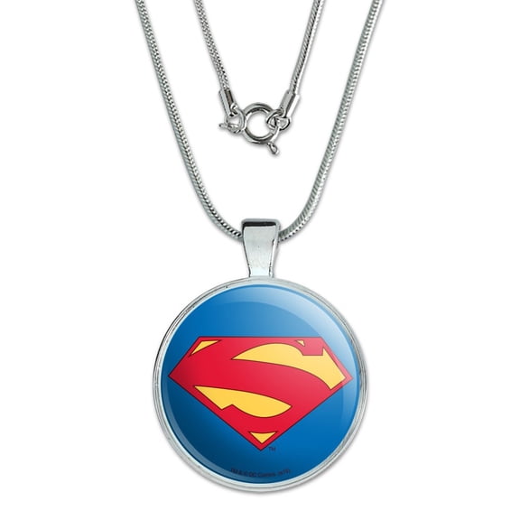Superman New 52 Shield Logo 1" Pendant with Sterling Silver Plated Chain