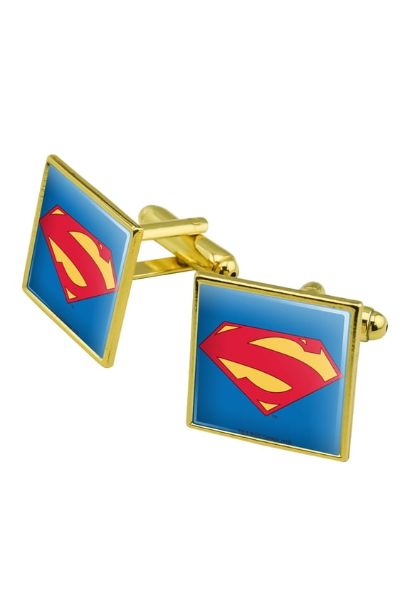 Superman New 52 Shield Logo Square Cufflink Set - Silver or Gold