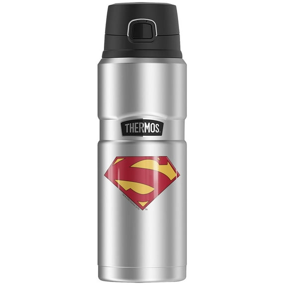 Superman New 52 Shield Logo, THERMOS STAINLESS KING Stainless Steel Drink Bottle, Vacuum insulated & Double Wall, 24oz