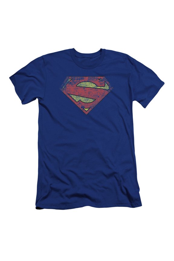 Superman New 52 Shield Premium Adult Slim Fit 30/1 T-Shirt Royal Blue