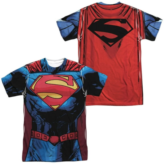 Superman New 52 Superman Unisex Adult Sublimated Costume T Shirt (Front/Back), Small Multicolor