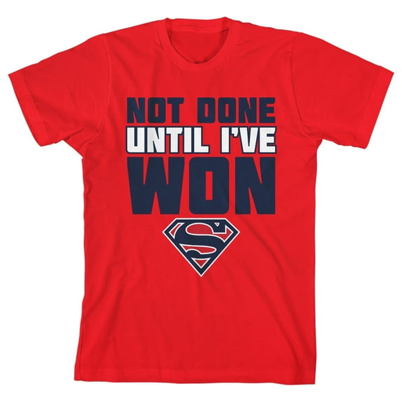 Superman Not Done Until I've Won Youth Red Graphic Tee-XS