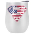thumbnail image 1 of Superman Official USA American Flag Shield Logo 12 OZ Stemless Wine Tumbler, Stainless Steel Travel Cup|Lake Tumbler|Insulated with Leak Resistant Slide-Lock Lid, White, 1 of 7