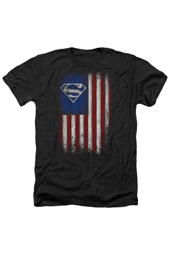 Superman - Old Glory Shield - Heather Short Sleeve Shirt - Large