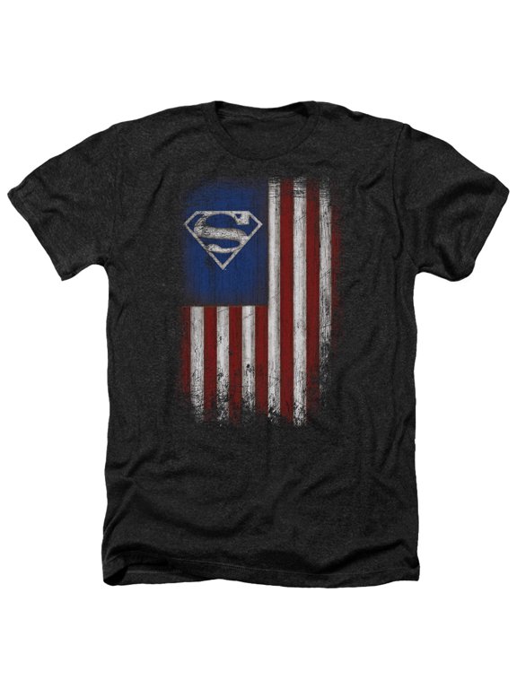 Superman - Old Glory Shield - Heather Short Sleeve Shirt - Medium