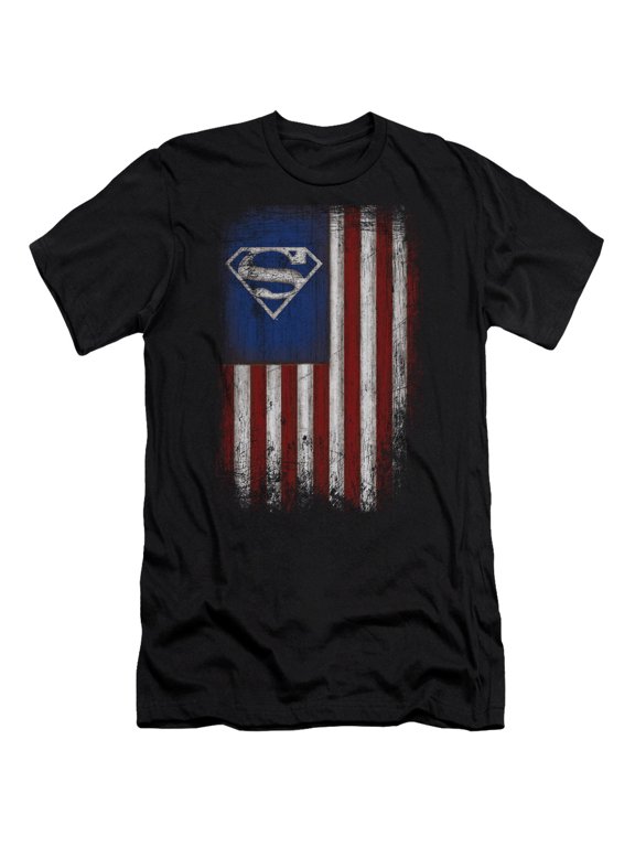 Superman - Old Glory Shield - Premium Slim Fit Short Sleeve Shirt - Medium