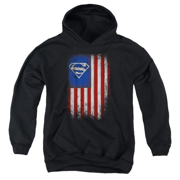 Superman - Old Glory Shield - Youth Hooded Sweatshirt - Large
