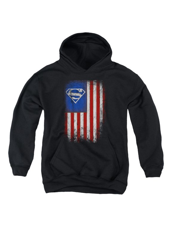 Superman - Old Glory Shield - Youth Hooded Sweatshirt - Large