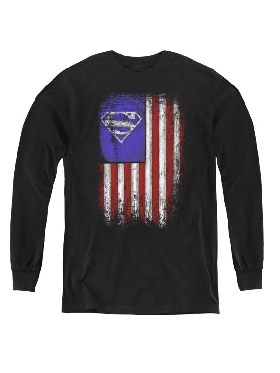 Superman - Old Glory Shield - Youth Long Sleeve Shirt - Large