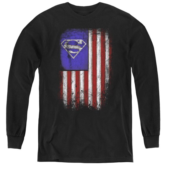 Superman - Old Glory Shield - Youth Long Sleeve Shirt - Small