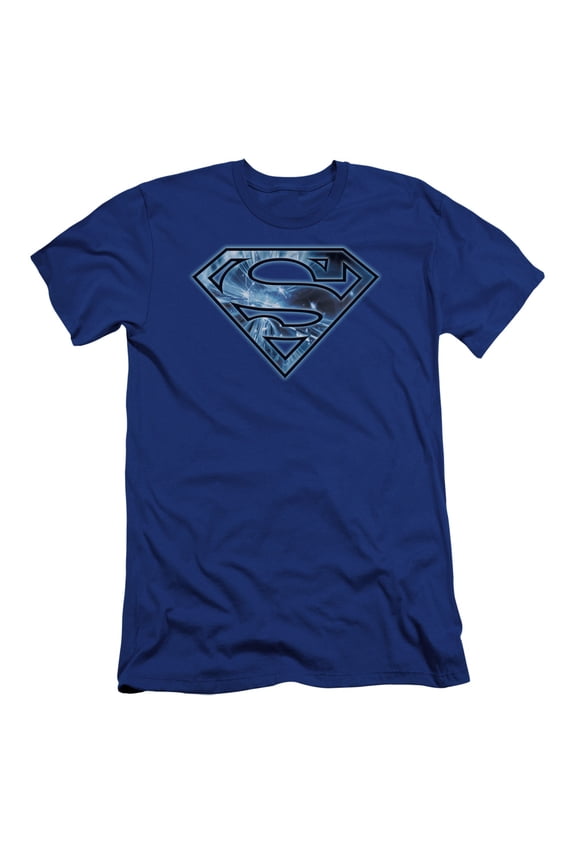Superman On Ice Shield Premium Adult Slim Fit 30/1 T-Shirt Royal Blue