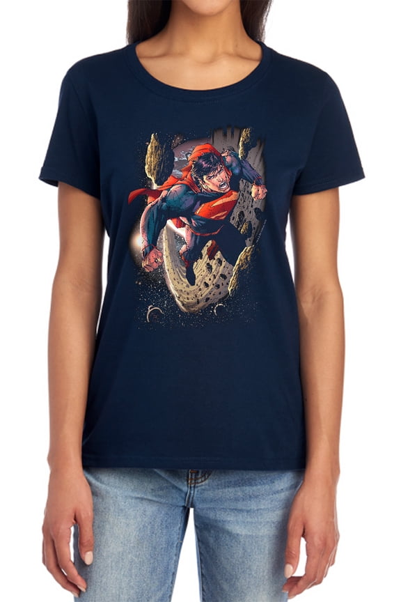 Superman Orbit Women's T Shirt, Navy, X-Large