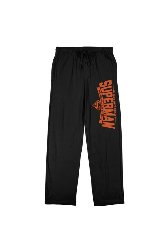 Superman Original Man of Steel Logo Men's Black Graphic Sleep Pants-XL