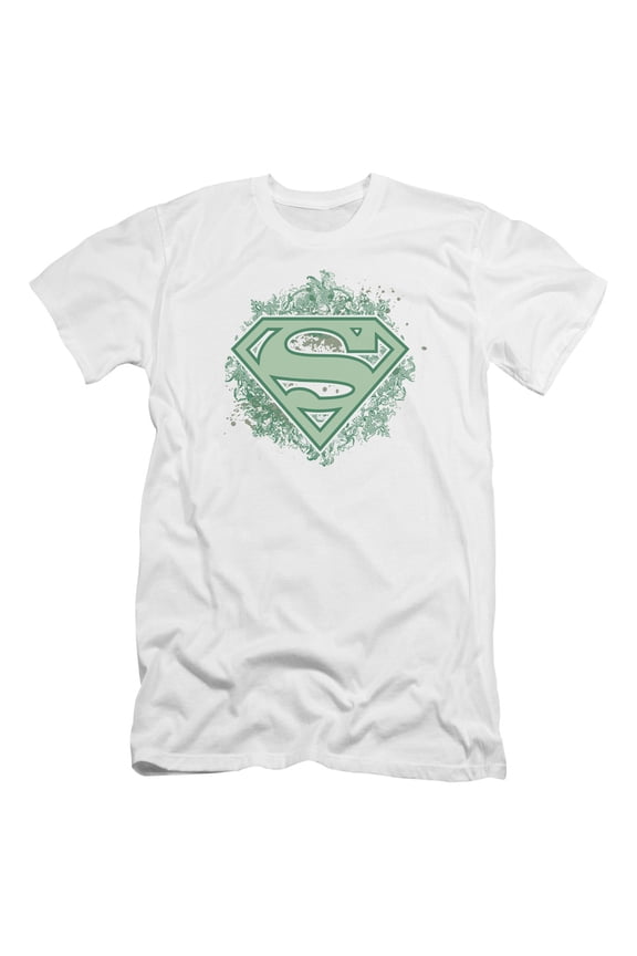 Superman Ornate Shield Premium Adult Slim Fit 30/1 T-Shirt White