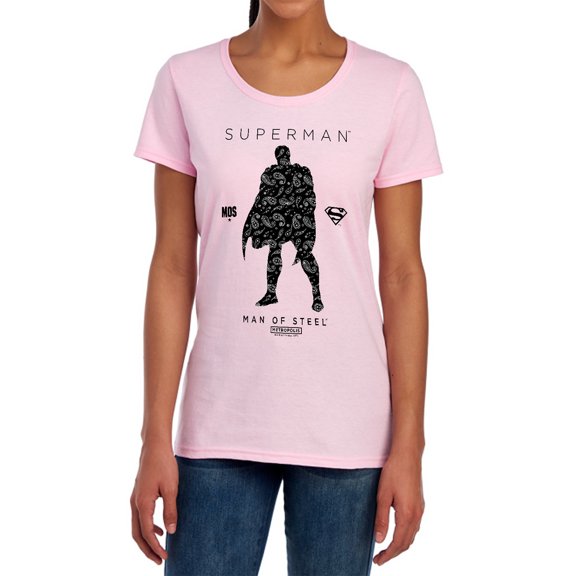 Superman Paisley Sihouette Women's T Shirt, Pink, 2X-Large
