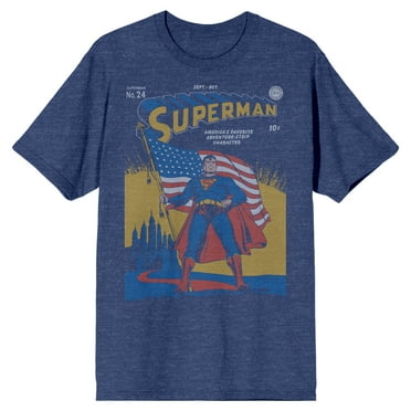 Superman Patriotic Adventure Men's Navy Heather T-Shirt-3XL