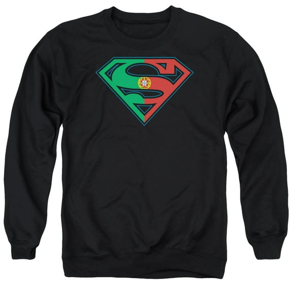 Superman Portugal Shield Adult Crewneck Sweatshirt Black