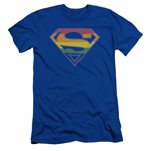 Superman Prismatic Shield Adult 30/1 T-Shirt Royal Blue