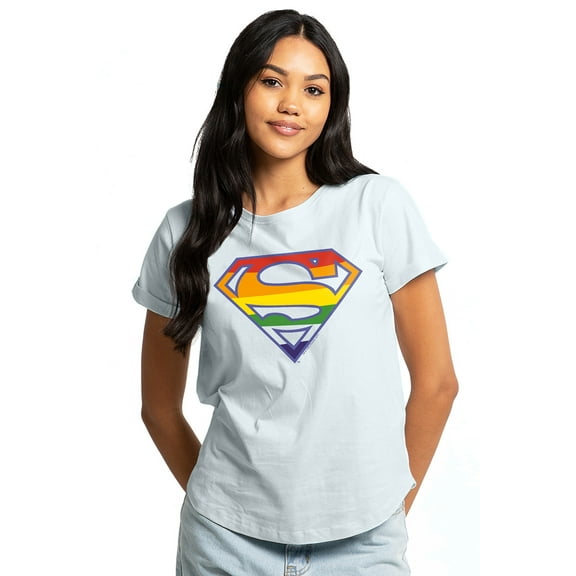 Superman Prismatic Shield Women's Graphic T-Shirt Rolled Sleeve Tee