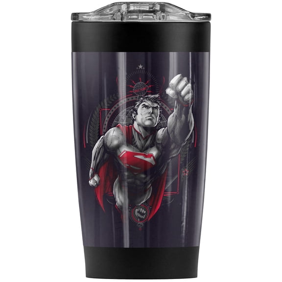 Superman Propaganda Superman Stainless Steel Tumbler 20 oz Coffee Travel Mug/Cup, Vacuum Insulated & Double Wall with Leakproof Sliding Lid | Great for Hot Drinks and Cold Beverages