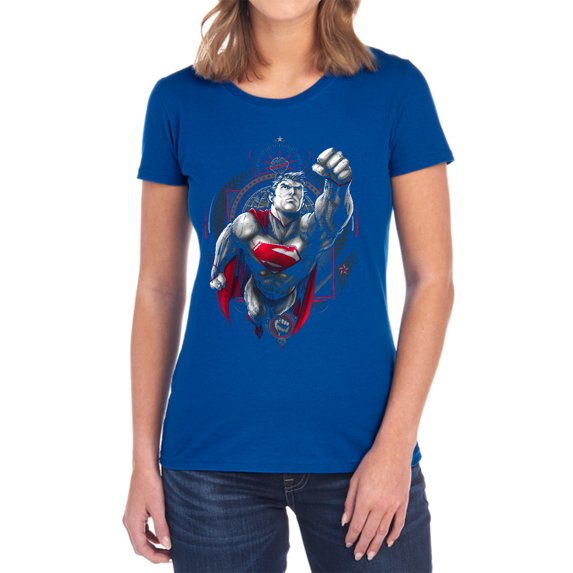 Superman Propaganda Superman Women's T Shirt, Royal, 2X-Large