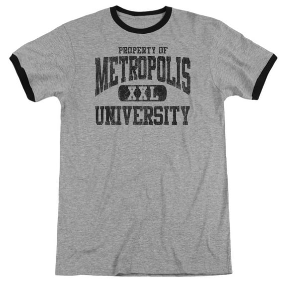 Superman Property Of Mu Adult Ringer T-Shirt Heather Black