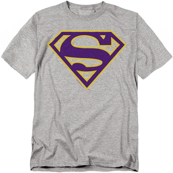 Superman T-Shirt Purple & Gold Shield Unisex Graphic Tee For Men & Women Athletic Heather 