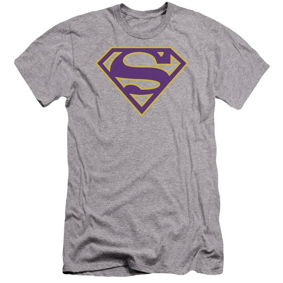 Superman - Purple & Gold Shield - Premium Slim Fit Short Sleeve Shirt - Small