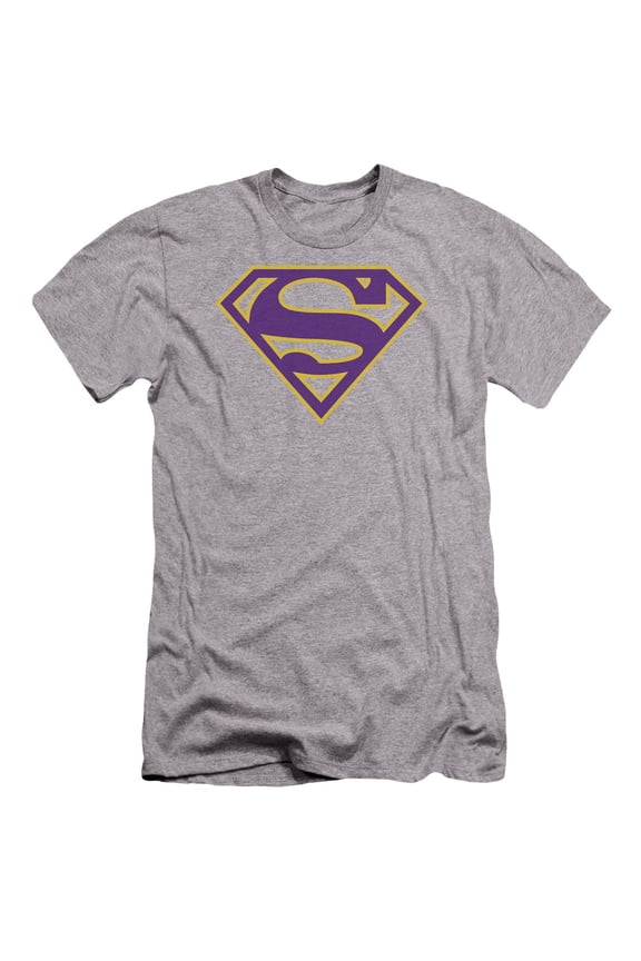 Superman - Purple & Gold Shield - Premium Slim Fit Short Sleeve Shirt - X-Large