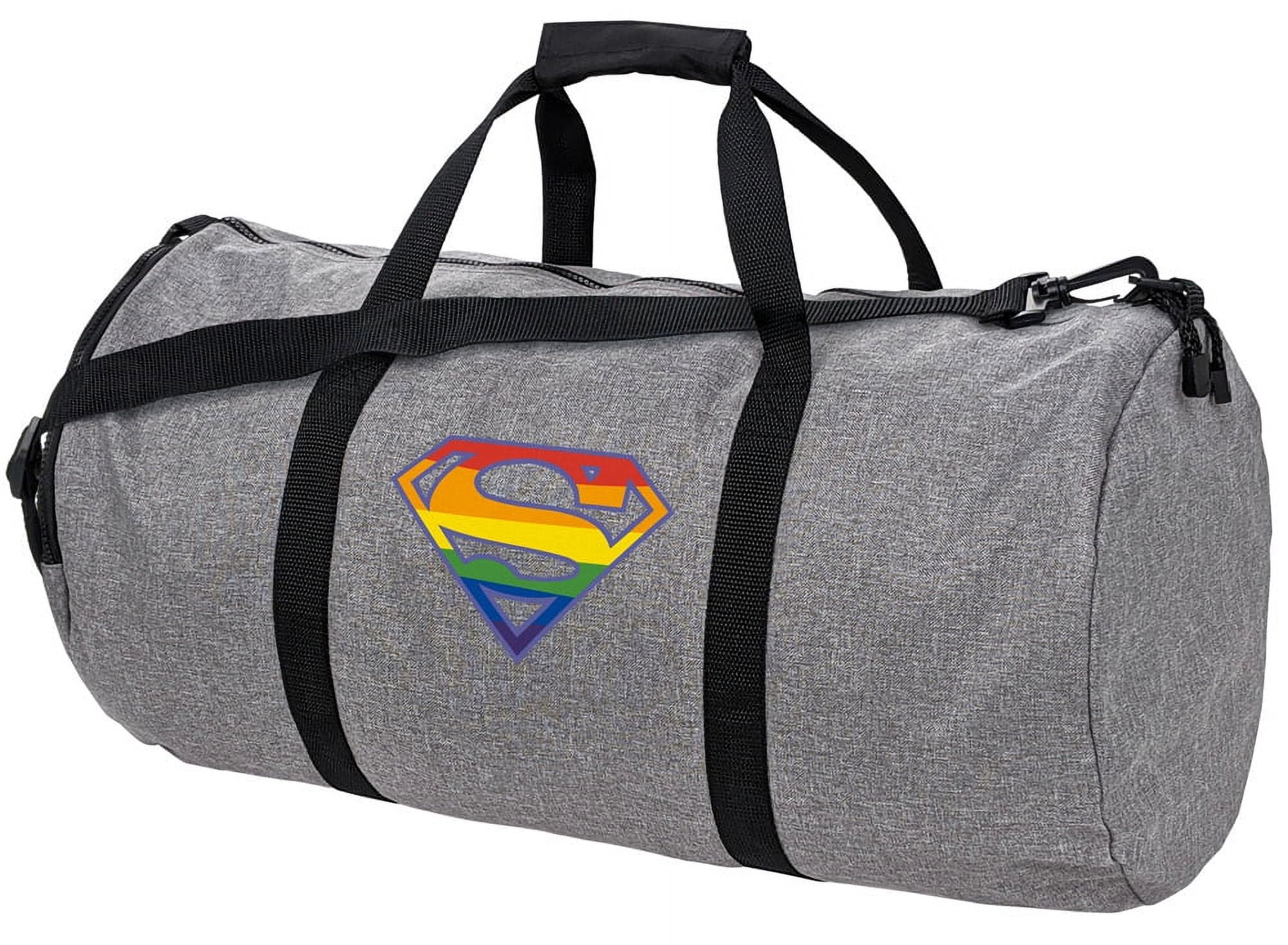 Superman Rainbow Shield Logo Lightweight Duffel Bag for Sports and Gym Packable for Travel