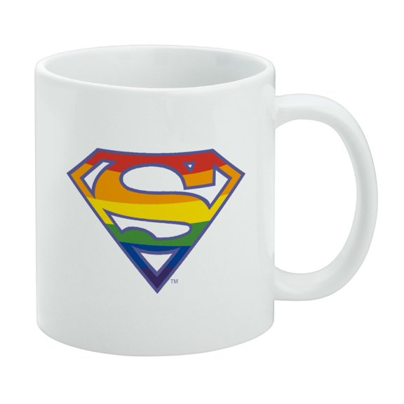 Superman Rainbow Shield Logo White Mug