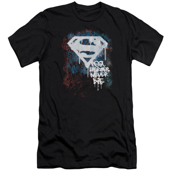 Superman Real Heroes Never Die Premium Adult Slim Fit 30/1 T-Shirt Black
