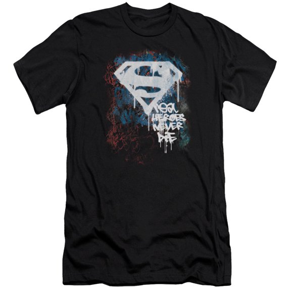 Superman - Real Heroes Never Die - Premium Slim Fit Short Sleeve Shirt - Medium