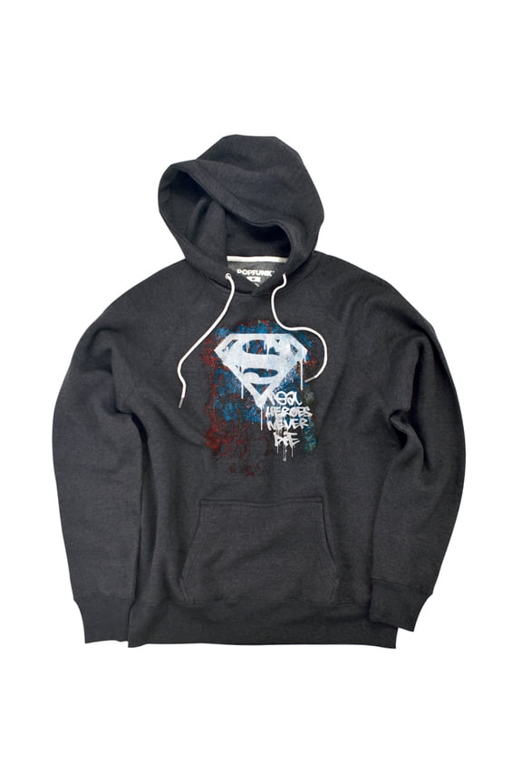Real Heroes Never Die Unisex Adult Slim Fit Pull-Over Heather Hoodie, Charcoal, Small