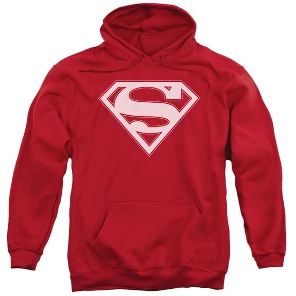 Superman Red &Amp; White Shield Adult Pullover Hoodie Sweatshirt Red