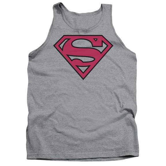Superman Red & Black Shield Adult Tank Top Athletic Heather